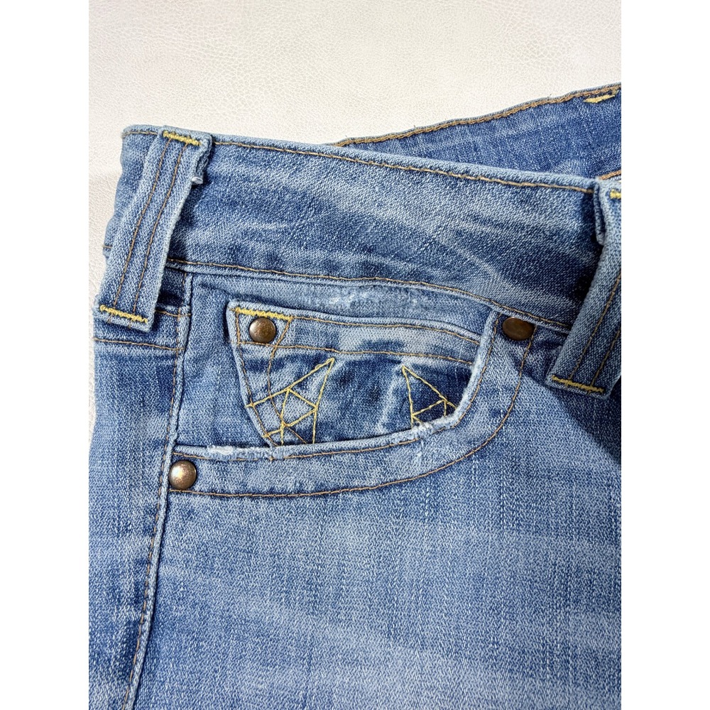 True Religion Womens Skinny Jeans Blue Low Rise Horseshoe Size 32 USA Made - Picture 6 of 13